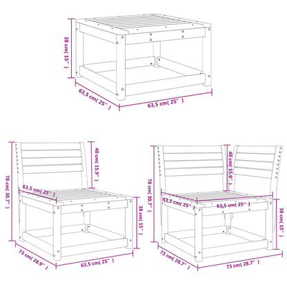 vidaXL Ensemble de mobilier de jardin 4 pcs Blanc Bois de pin massif