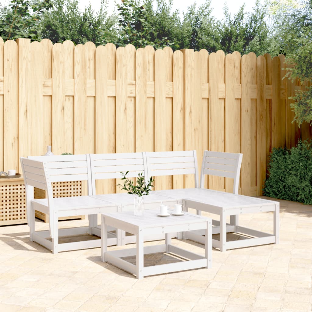vidaXL Ensemble de mobilier de jardin 4 pcs Blanc Bois de pin massif