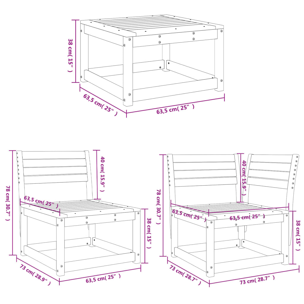 vidaXL Ensemble de mobilier de jardin 4 pcs Bois de pin Imprégné