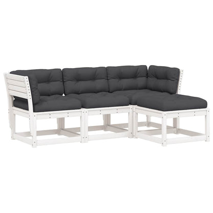 vidaXL 4-tlg. Garten-Lounge-Set mit Kissen Weiß Massivholz Kiefer