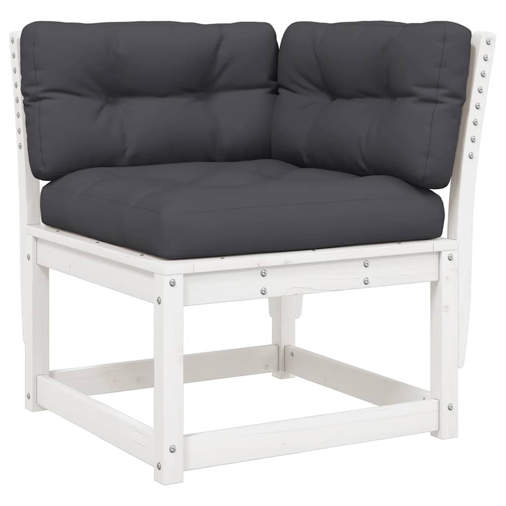 vidaXL 4-tlg. Garten-Lounge-Set mit Kissen Weiß Massivholz Kiefer