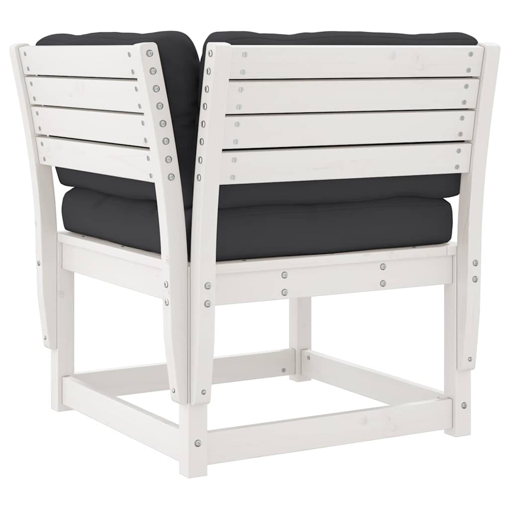 vidaXL 4-tlg. Garten-Lounge-Set mit Kissen Weiß Massivholz Kiefer