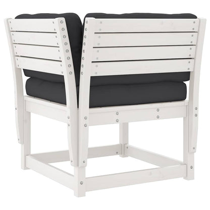 vidaXL 4-tlg. Garten-Lounge-Set mit Kissen Weiß Massivholz Kiefer