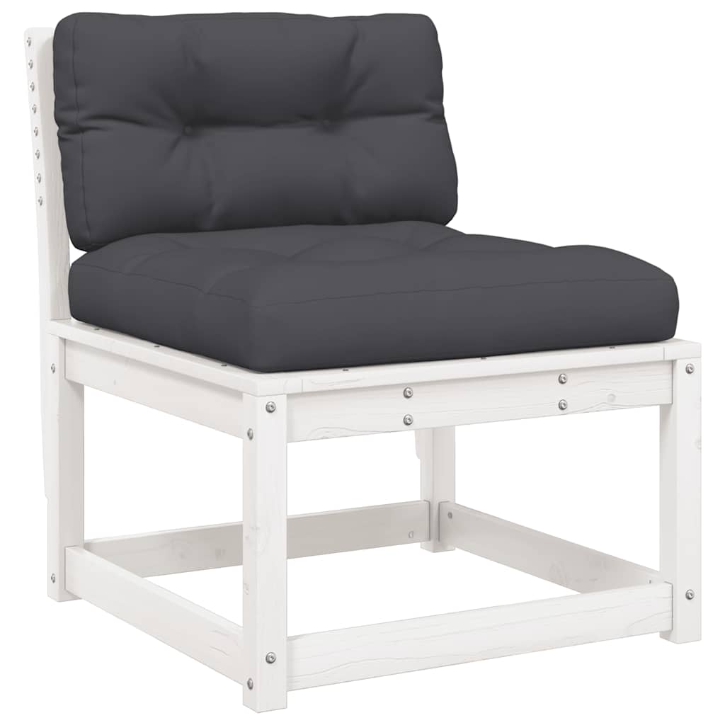 vidaXL 4-tlg. Garten-Lounge-Set mit Kissen Weiß Massivholz Kiefer