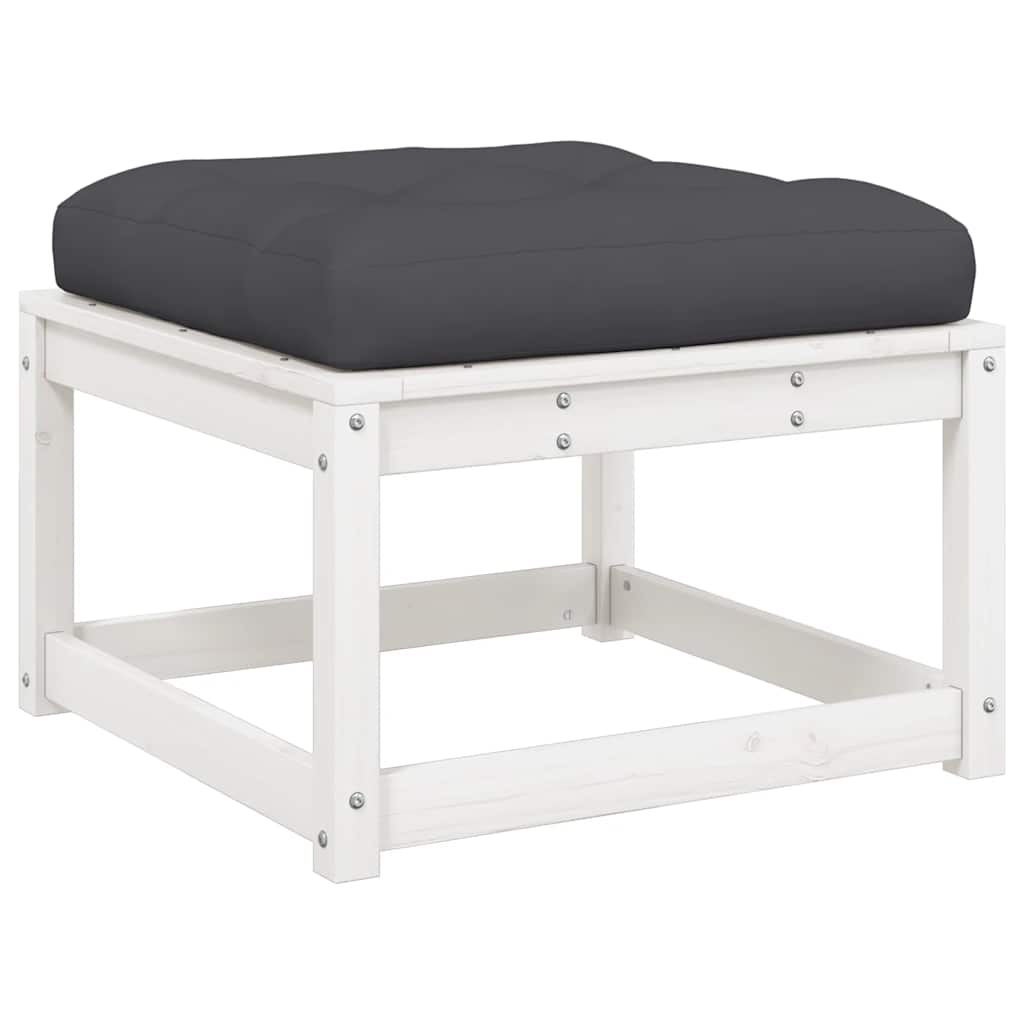 vidaXL 4-tlg. Garten-Lounge-Set mit Kissen Weiß Massivholz Kiefer