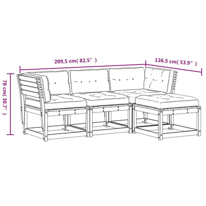 vidaXL 4-tlg. Garten-Lounge-Set mit Kissen Weiß Massivholz Kiefer