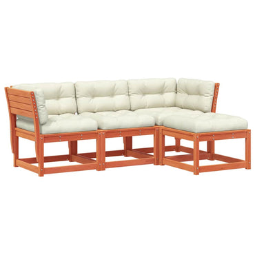 vidaXL 4tlg. Garten-Lounge-Set mit Kissen Wachsbraun Massivholz Kiefer
