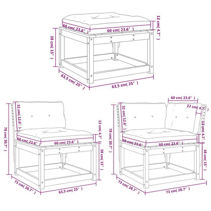 vidaXL 4tlg. Garten-Lounge-Set mit Kissen Wachsbraun Massivholz Kiefer