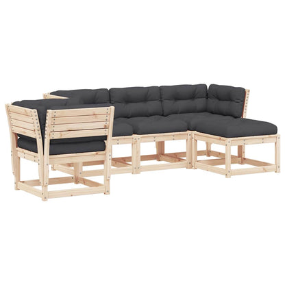 vidaXL Salon de jardin 5 pièces avec coussins Bois de pin massif