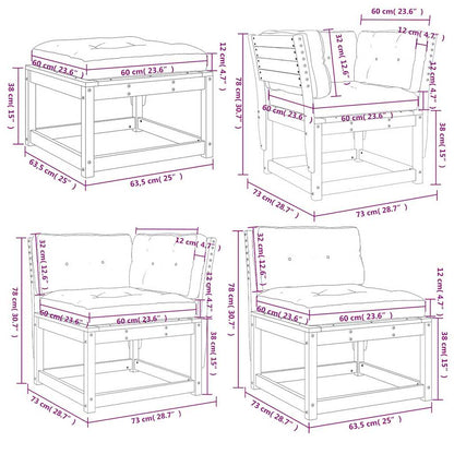 vidaXL 5tlg. Garten-Lounge-Set mit Kissen Wachsbraun Massivholz Kiefer