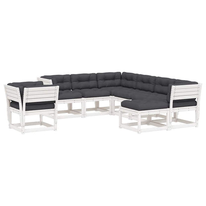 vidaXL 8-tlg. Garten-Lounge-Set mit Kissen Weiß Massivholz Kiefer