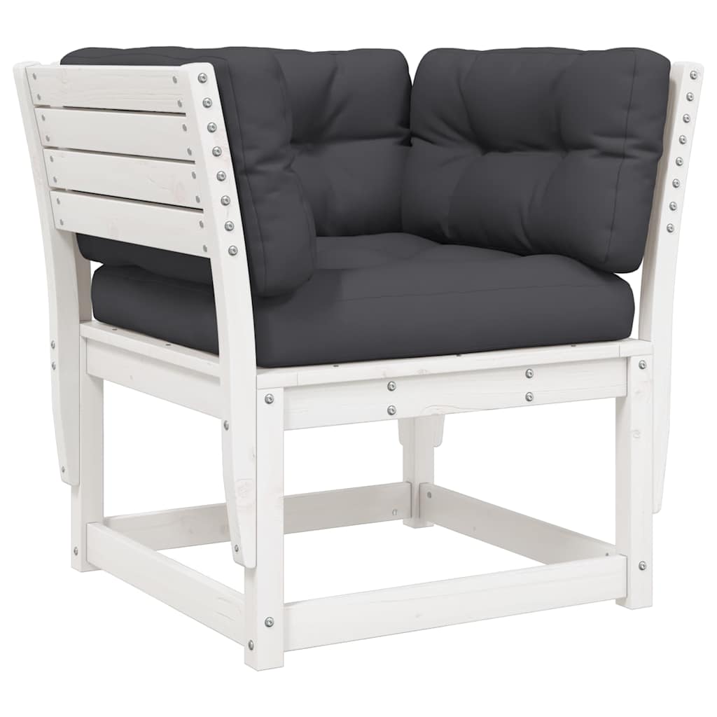 vidaXL 8-tlg. Garten-Lounge-Set mit Kissen Weiß Massivholz Kiefer