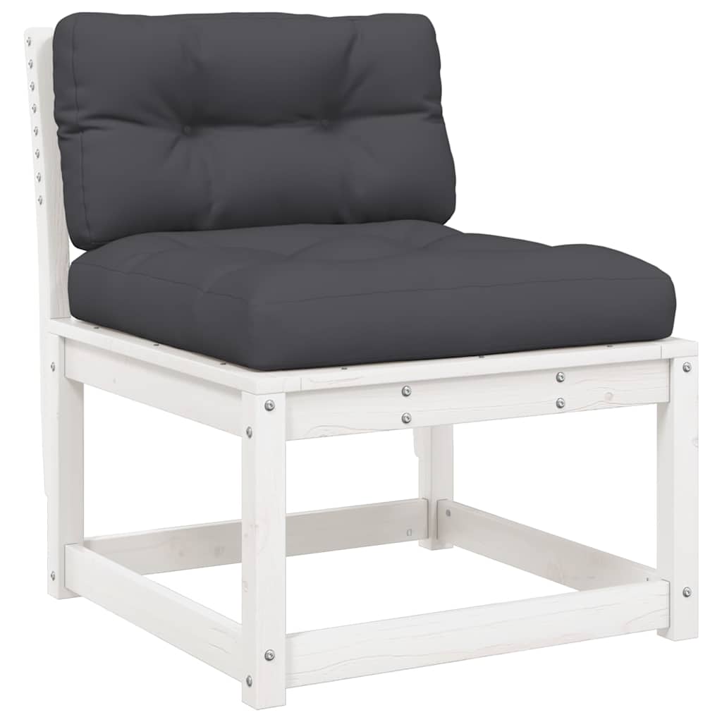 vidaXL 8-tlg. Garten-Lounge-Set mit Kissen Weiß Massivholz Kiefer