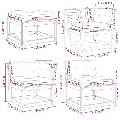 vidaXL 8-tlg. Garten-Lounge-Set mit Kissen Weiß Massivholz Kiefer