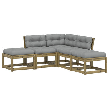 vidaXL Ensemble de canapé de jardin 5 pièces avec coussins Bois de pin imprégné