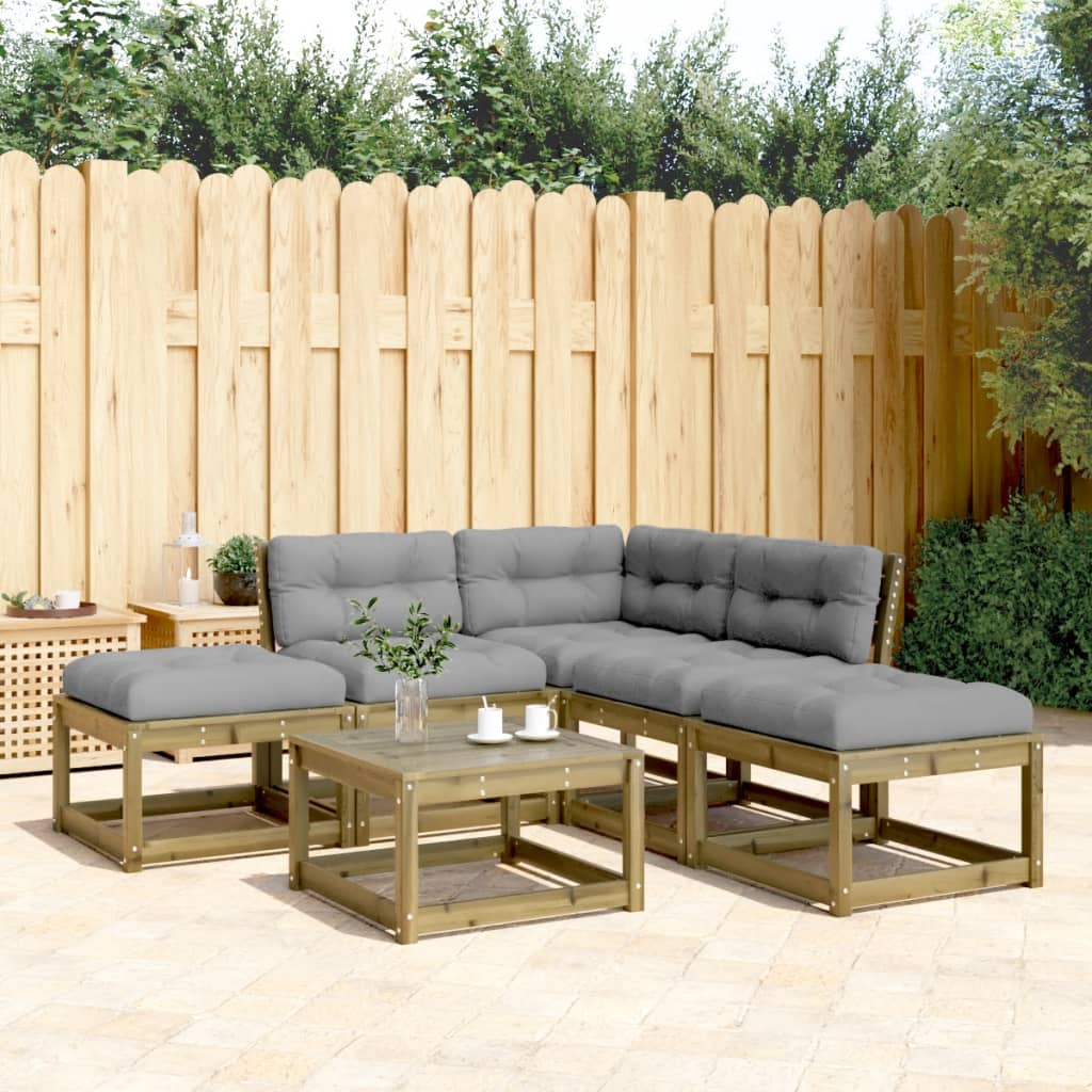 vidaXL 5-tlg. Garten-Sofagarnitur mit Kissen Kiefernholz Imprägniert
