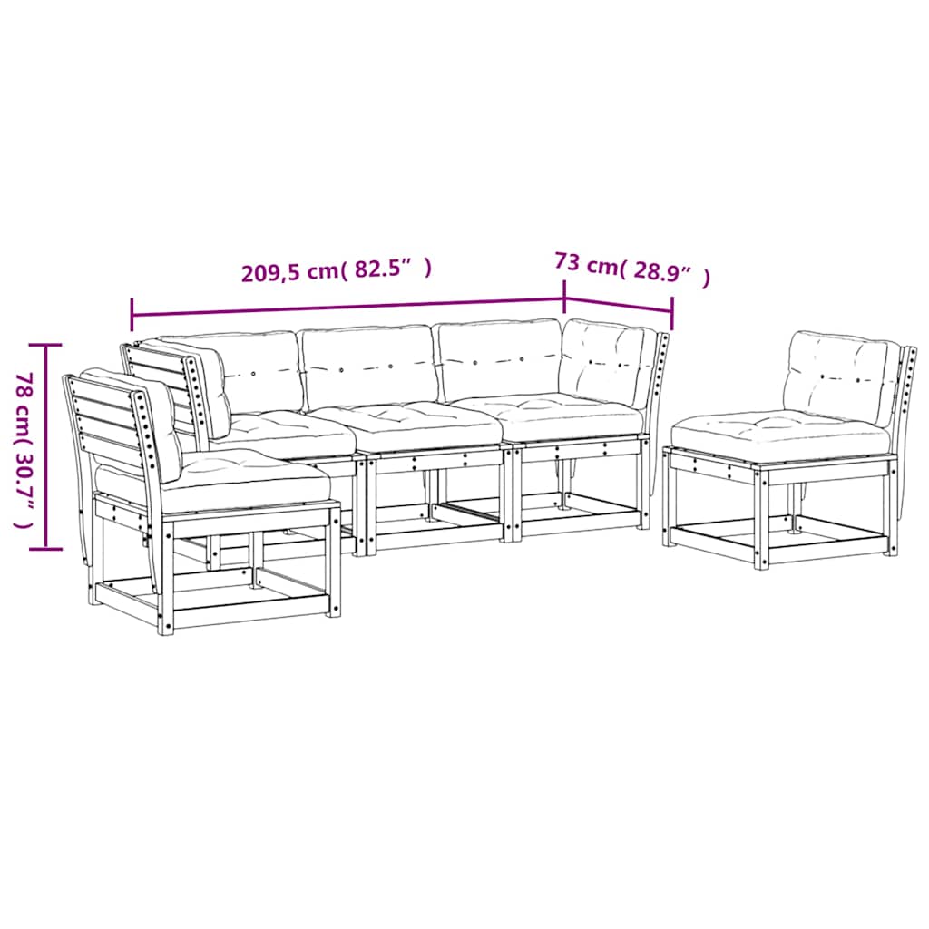 vidaXL Ensemble de canapé de jardin 5 pcs avec coussins Bois de Douglas massif