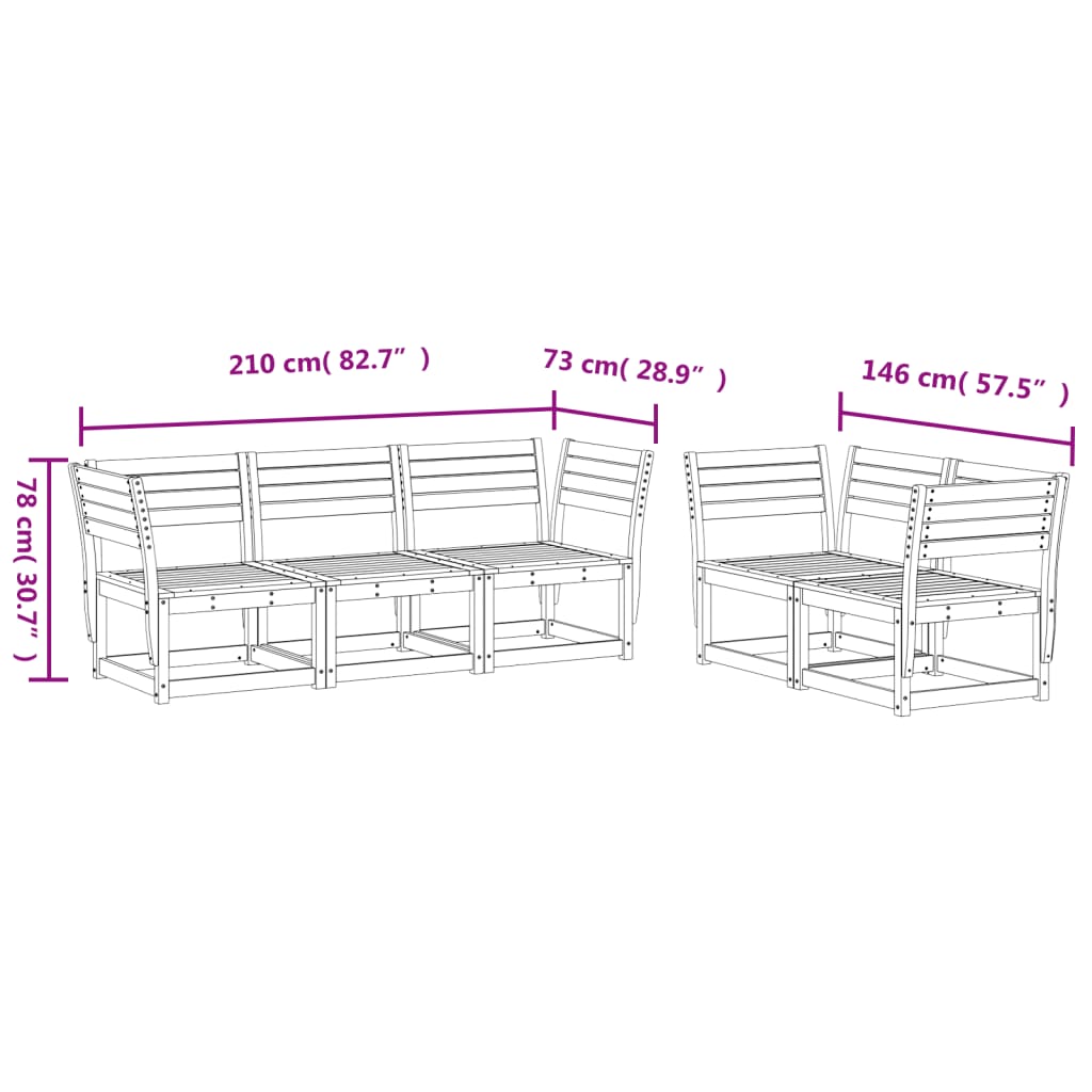 vidaXL Salon de jardin 5 pcs Bois de pin imprégné