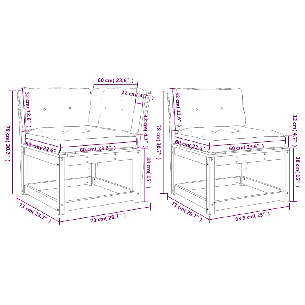 6-tlg. Garten-Sofagarnitur mit Kissen Weiß Massivholz Kiefer
