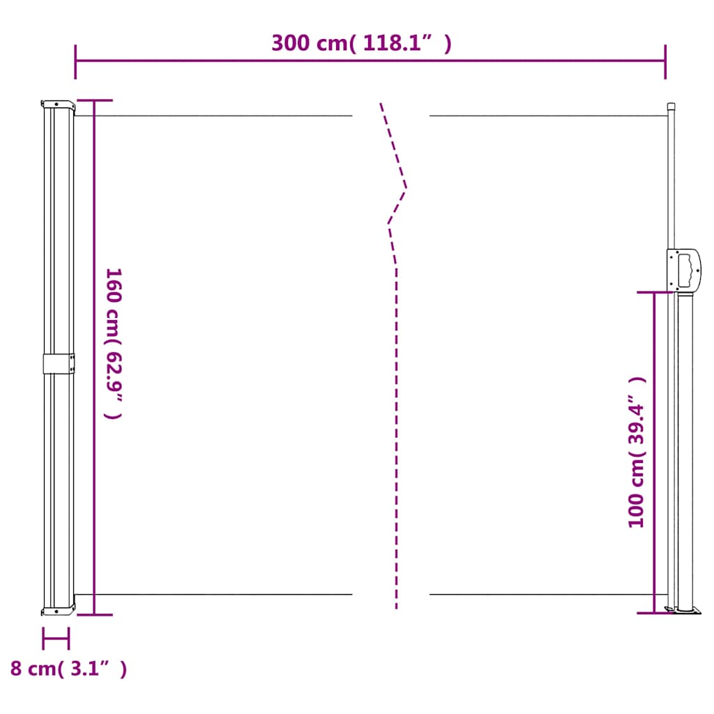 vidaXL Ausziehbare Seitenmarkise Anthrazit 160x300 cm