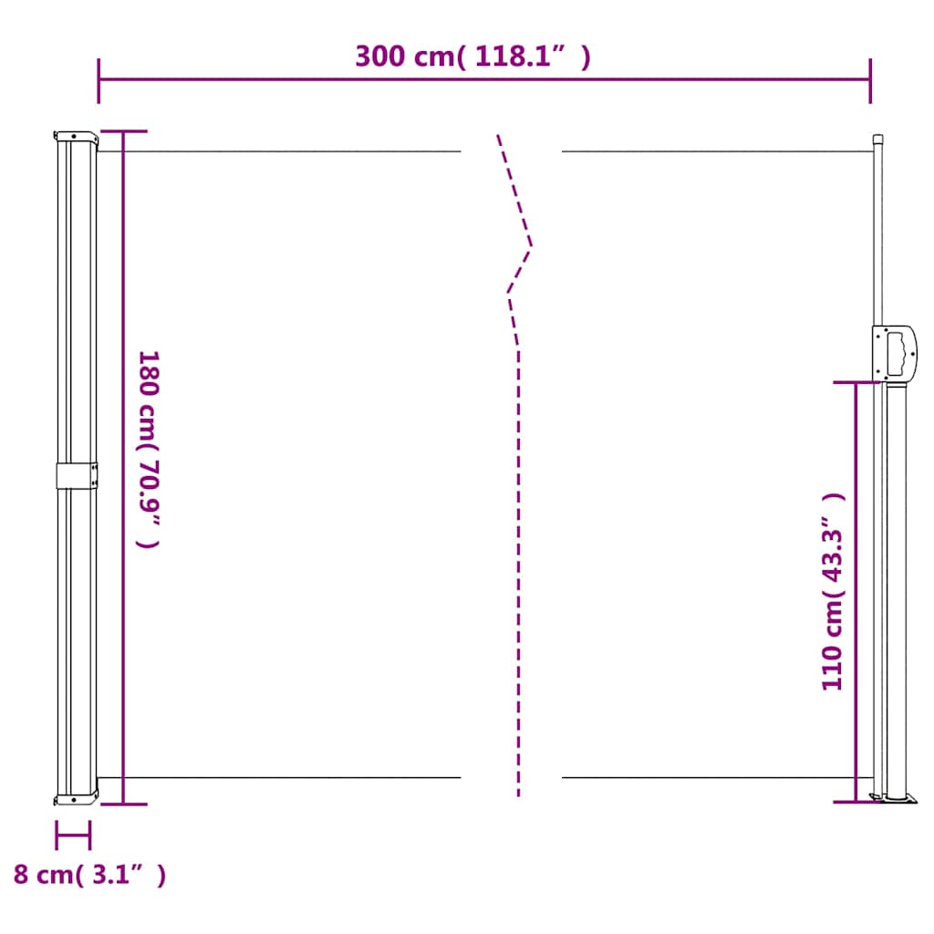 vidaXL Ausziehbare Seitenmarkise Anthrazit 180x300 cm