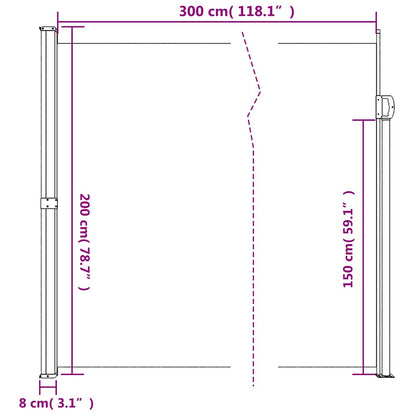 vidaXL Seitenmarkise Ausziehbar Weiß 200x300 cm