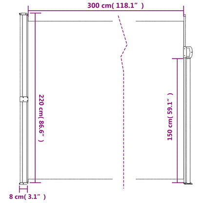 vidaXL Seitenmarkise Ausziehbar Creme 220x300 cm