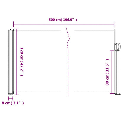 Store latéral rétractable vidaXL Taupe 120x500 cm