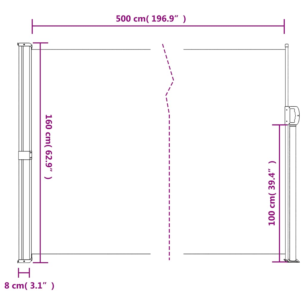 vidaXL Seitenmarkise Ausziehbar Beige 160x500 cm