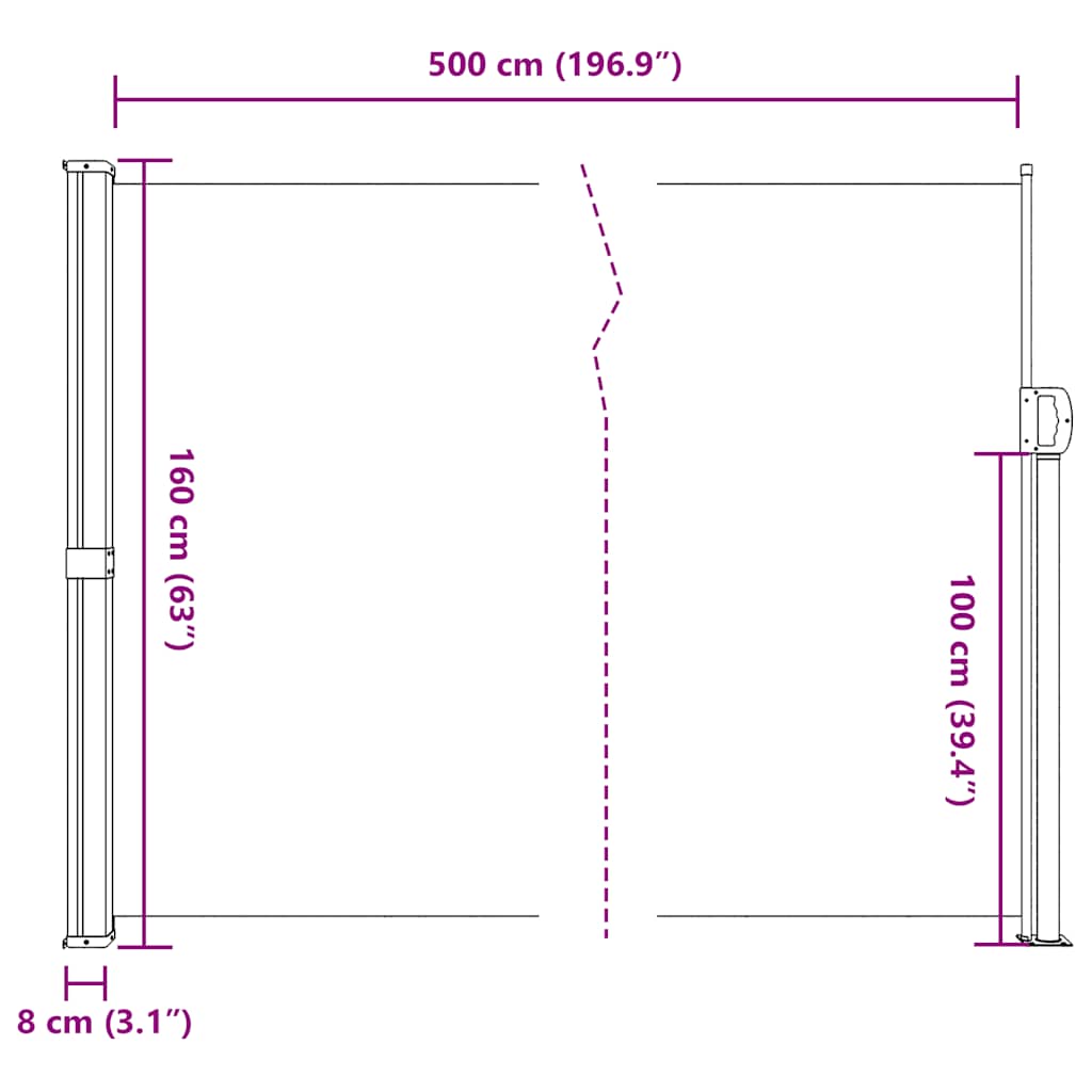 vidaXL Seitenmarkise Ausziehbar Anthrazit 160x500 cm
