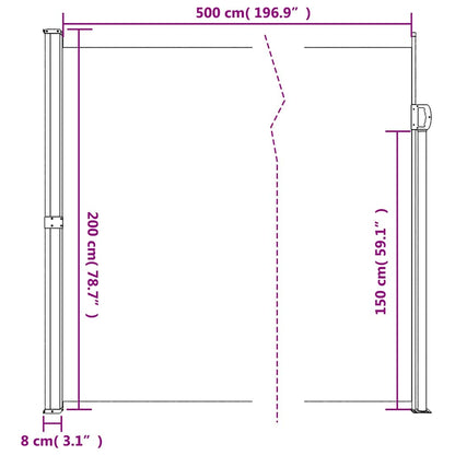 vidaXL Seitenmarkise Ausziehbar Weiß 200x500 cm