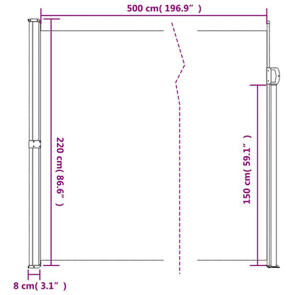vidaXL Seitenmarkise Ausziehbar Creme 220x500 cm