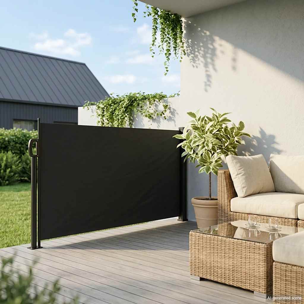 vidaXL Seitenmarkise Ausziehbar Schwarz 120x600 cm