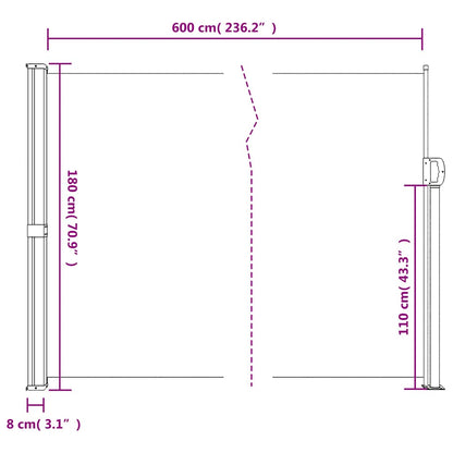 vidaXL Seitenmarkise Ausziehbar Beige 180x600 cm