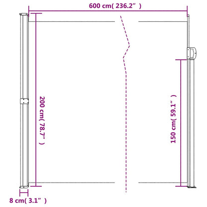 vidaXL Seitenmarkise Ausziehbar Taupe 200x600 cm