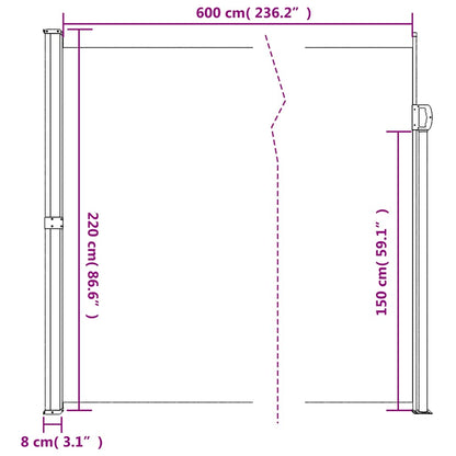 vidaXL Seitenmarkise Ausziehbar Beige 220x600 cm