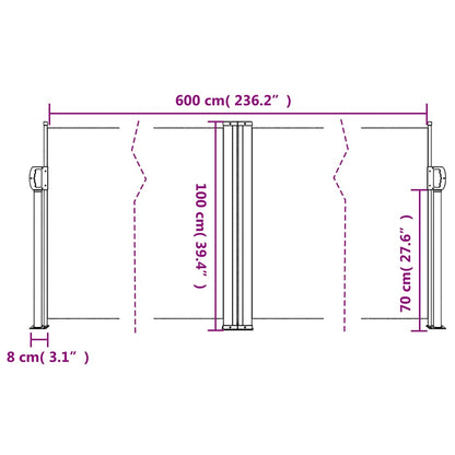Store latéral vidaXL rétractable beige 100x600 cm