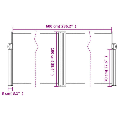 Store latéral escamotable vidaXL taupe 100x600 cm
