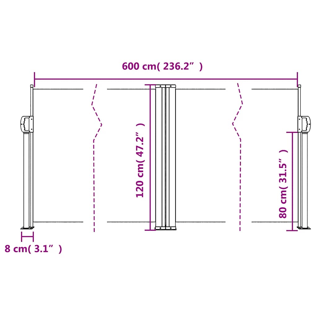 vidaXL Auvent latéral rétractable marron 120x600 cm