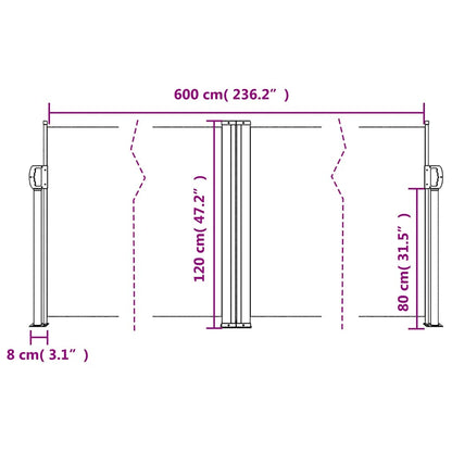 vidaXL Auvent latéral rétractable marron 120x600 cm