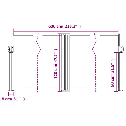 vidaXL Seitenmarkise Ausziehbar Weiß 120x600 cm