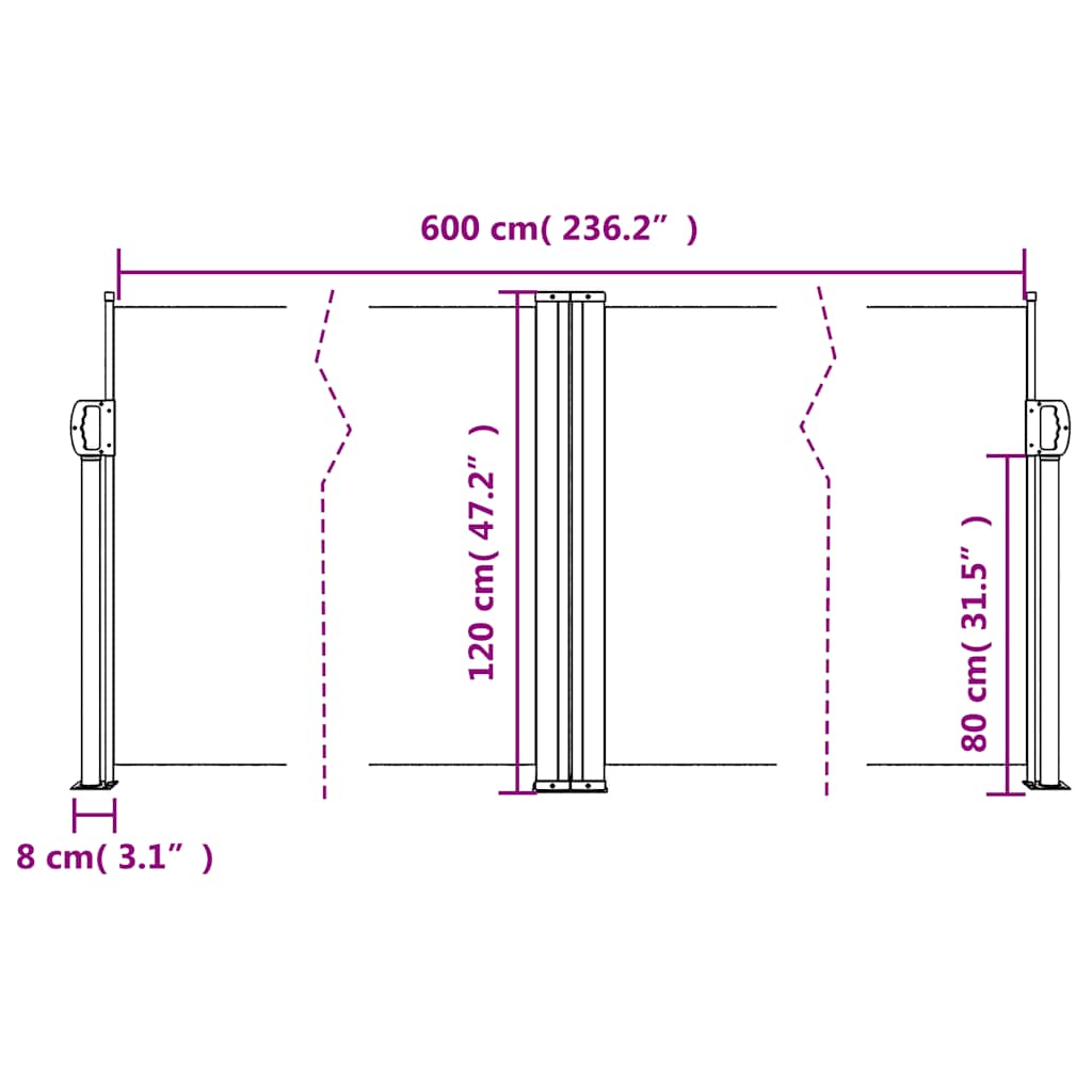 vidaXL Store latéral rétractable Terracotta 120x600 cm