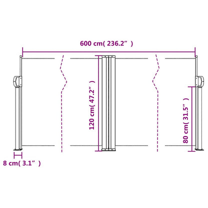 vidaXL Store latéral rétractable vert foncé 120x600 cm
