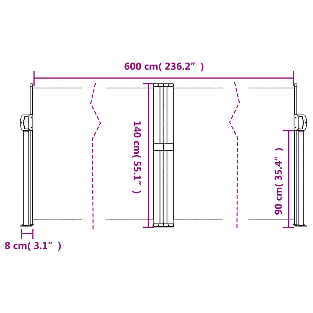 Store latéral rétractable vidaXL Beige 140x600 cm
