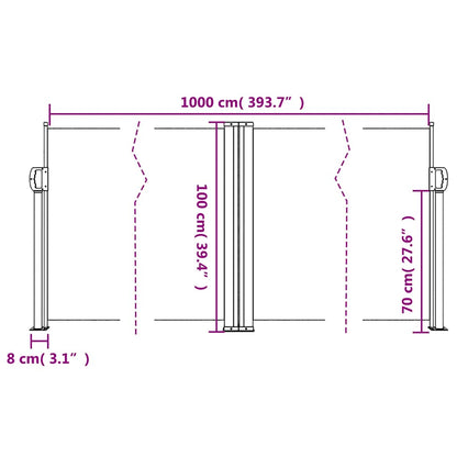 vidaXL Seitenmarkise Ausziehbar Terrakottarot 100x1000 cm