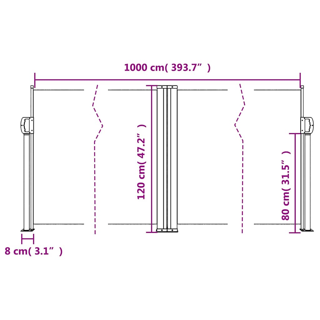 vidaXL Store latéral rétractable Taupe 120x1000 cm