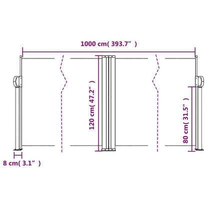 vidaXL Store latéral rétractable Taupe 120x1000 cm