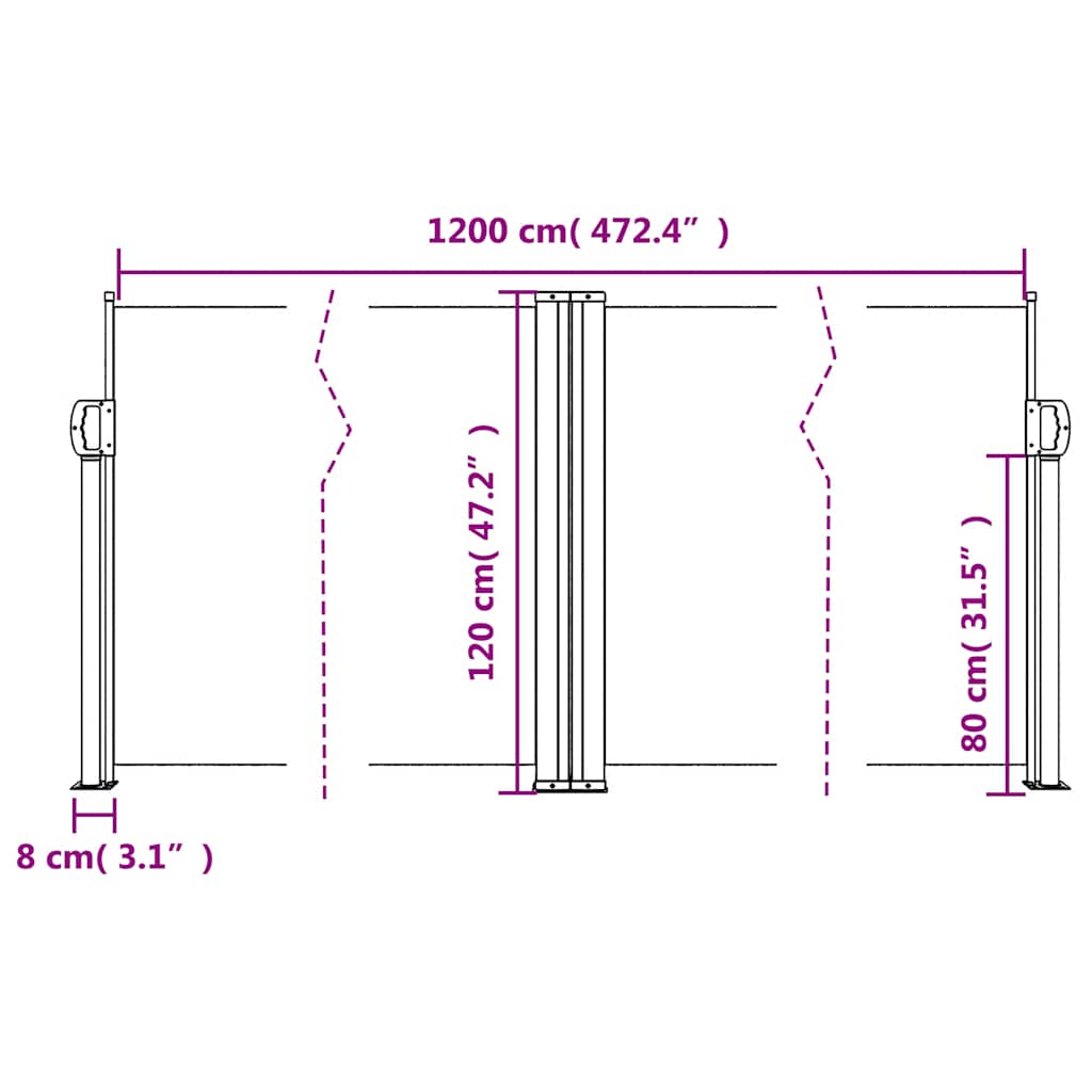 vidaXL Auvent latéral rétractable Taupe 120x1200 cm