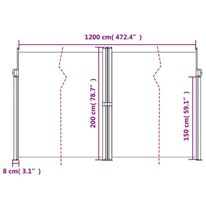 Store latéral rétractable vidaXL anthracite 200x1200 cm