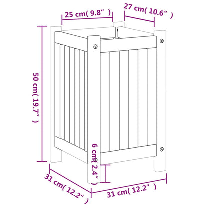 vidaXL Pflanzkübel mit Einlage 31x31x50 cm Massivholz Akazie